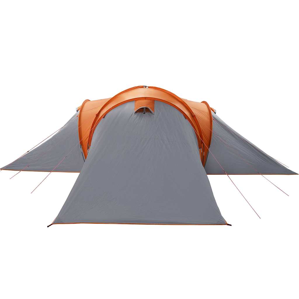 Kuppeltelt For Camping 6 Personer Grå Og Oransje Vanntett