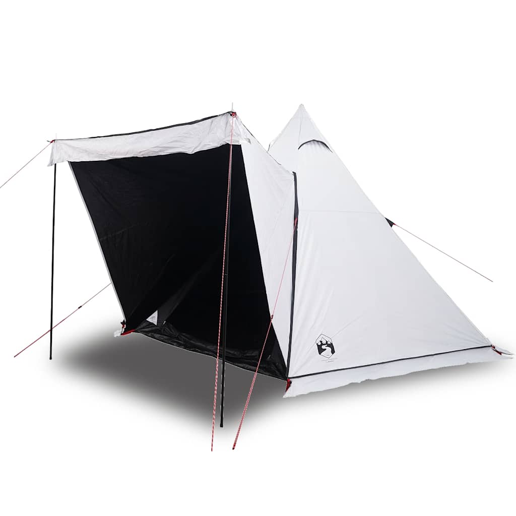 Familietelt For Camping 6 Personer Hvit Blendingsstoff Vanntett