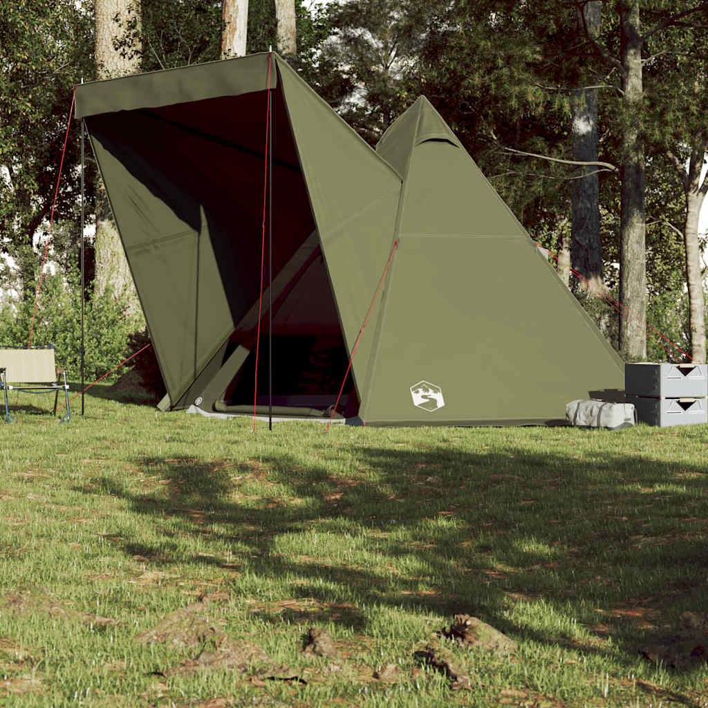Familietelt For Camping 6 Personer Olivengrønn Vanntett