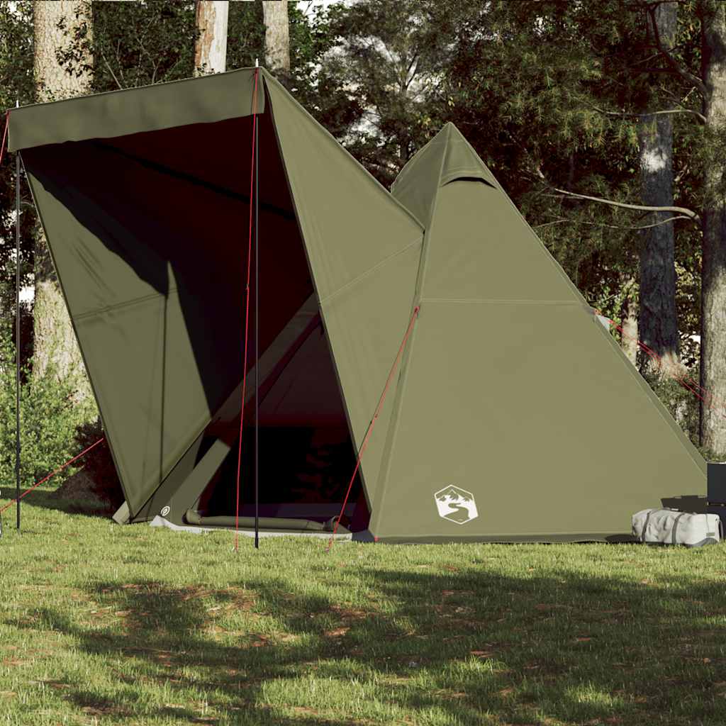 Familietelt For Camping 6 Personer Olivengrønn Vanntett