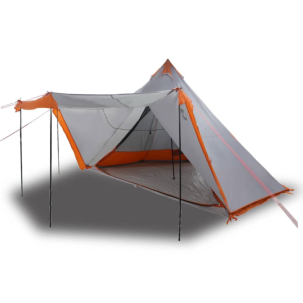 Familietelt Tipi For 6 Personer Grå Og Oransje Vanntett