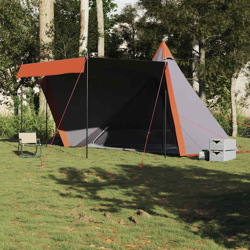 Familietelt Tipi For 6 Personer Grå Og Oransje Vanntett