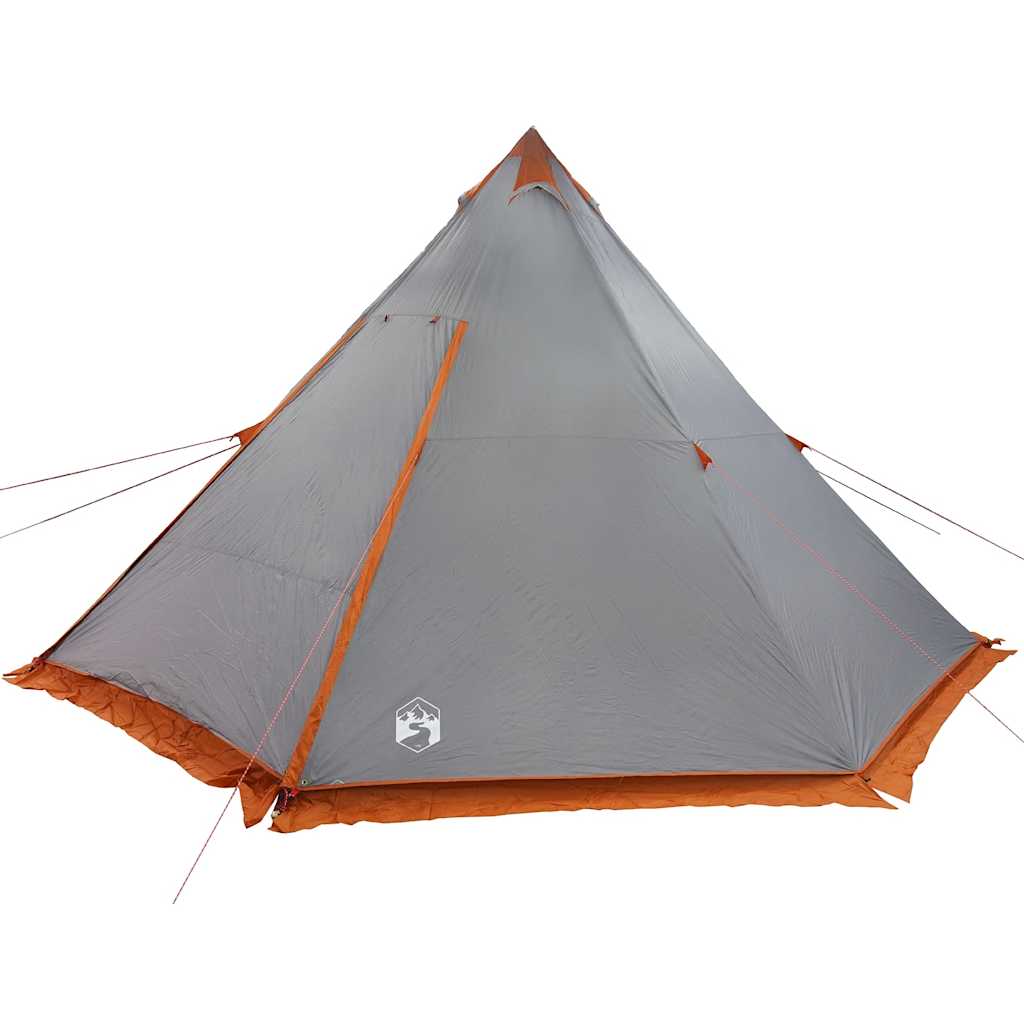 Familietelt Tipi For 6 Personer Grå Og Oransje Vanntett
