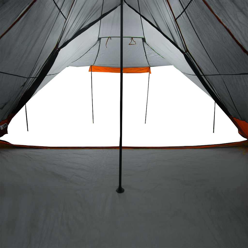 Familietelt Tipi For 6 Personer Grå Og Oransje Vanntett