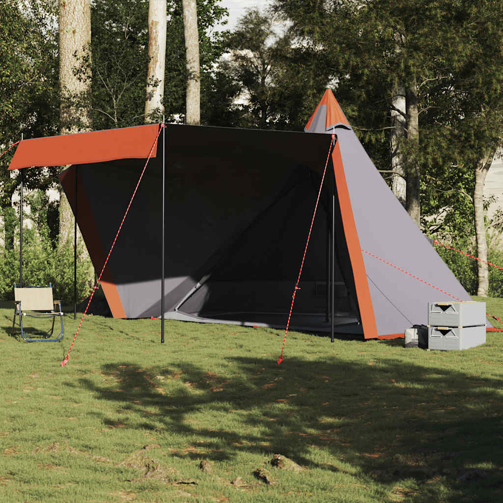Familietelt Tipi For 6 Personer Grå Og Oransje Vanntett