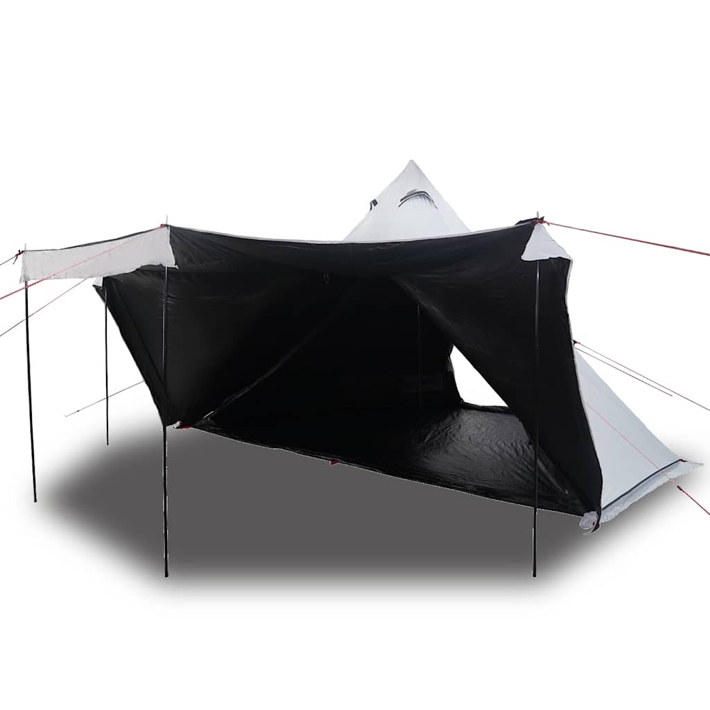 Familietelt For Camping 8 Personer Hvit Blendingsstoff Vanntett