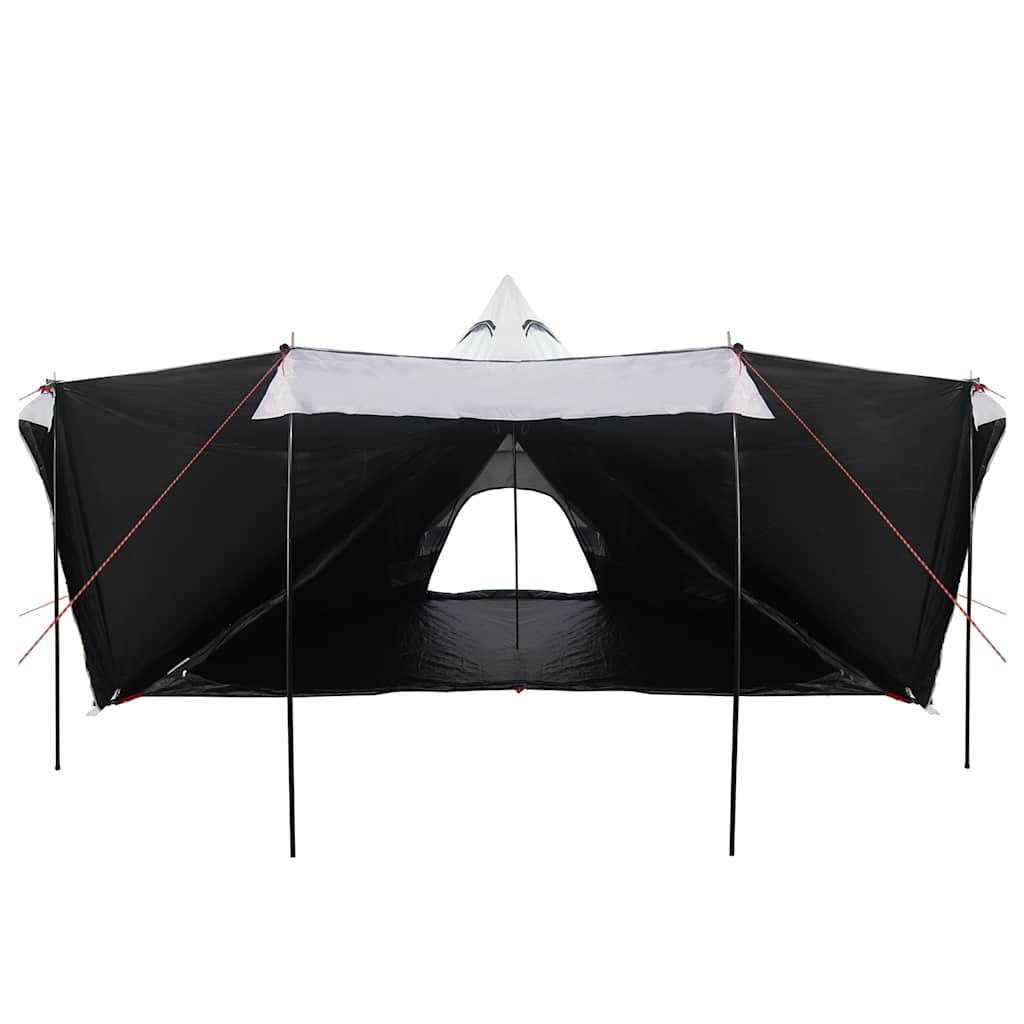 Familietelt For Camping 8 Personer Hvit Blendingsstoff Vanntett