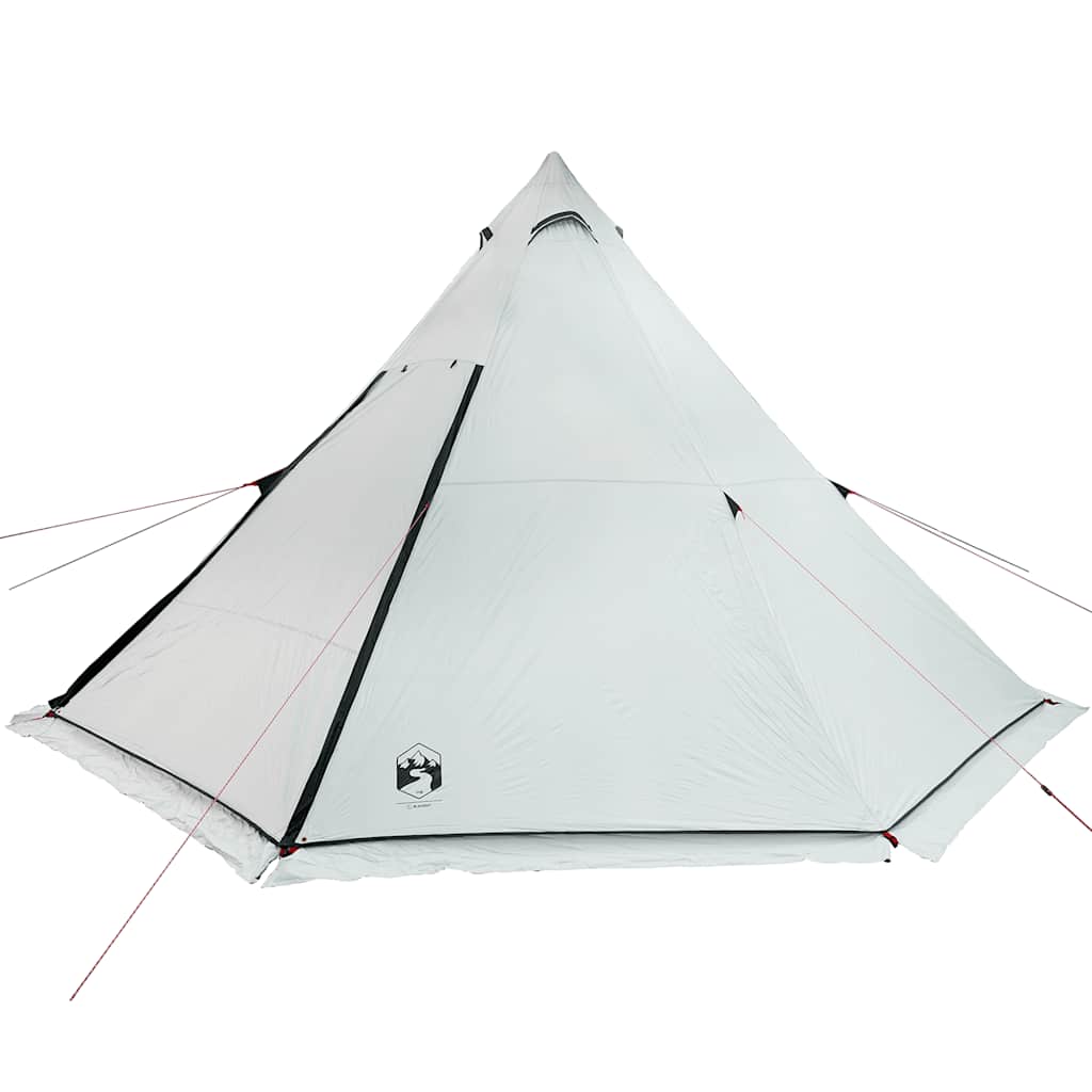 Familietelt For Camping 8 Personer Hvit Blendingsstoff Vanntett