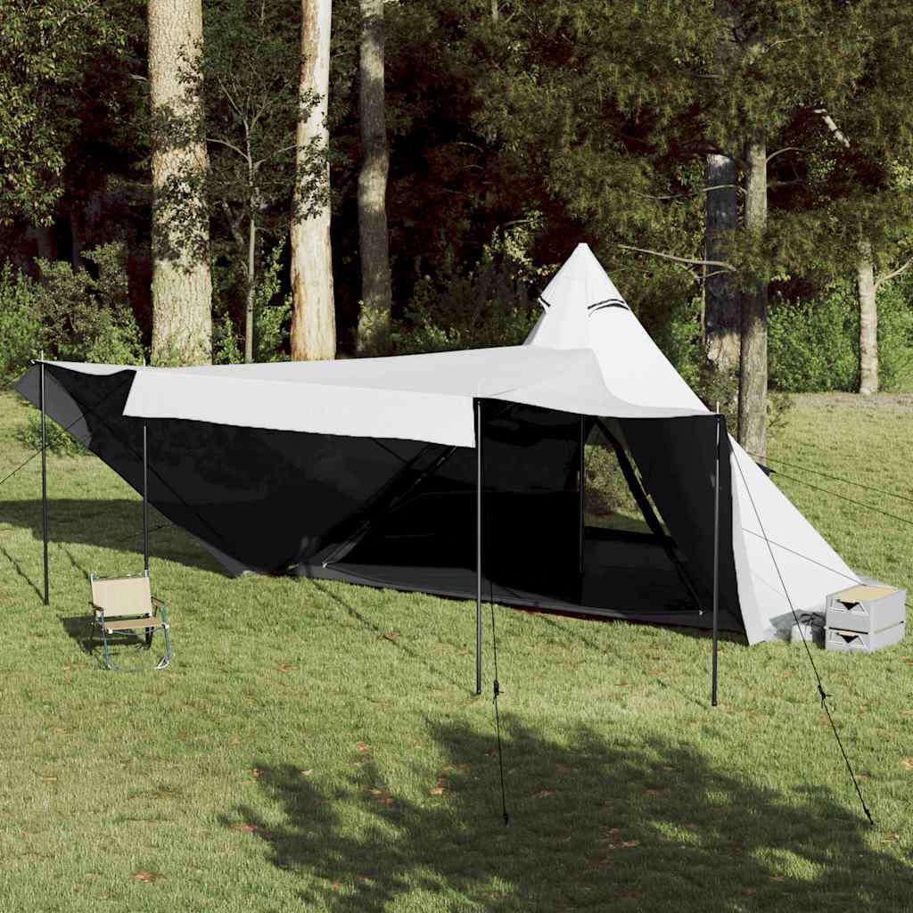 Familietelt For Camping 8 Personer Hvit Blendingsstoff Vanntett