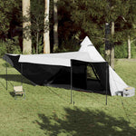 Familietelt For Camping 8 Personer Hvit Blendingsstoff Vanntett