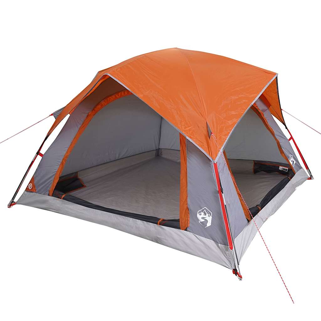 Campingtelt 4 Personer Grå Og Oransje Vanntett