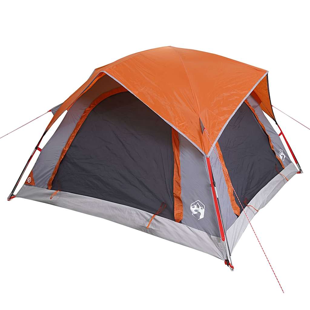 Campingtelt 4 Personer Grå Og Oransje Vanntett