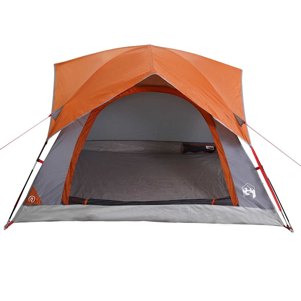 Campingtelt 4 Personer Grå Og Oransje Vanntett