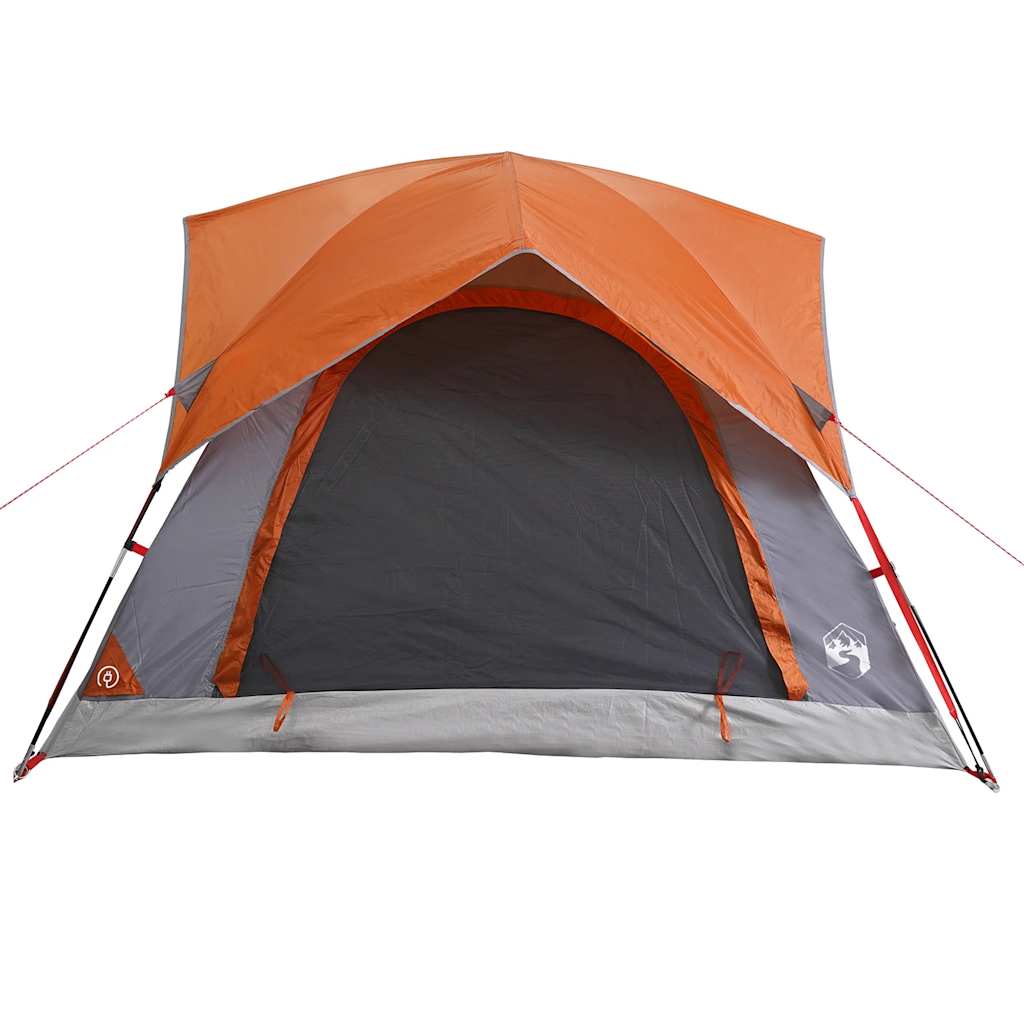 Campingtelt 4 Personer Grå Og Oransje Vanntett