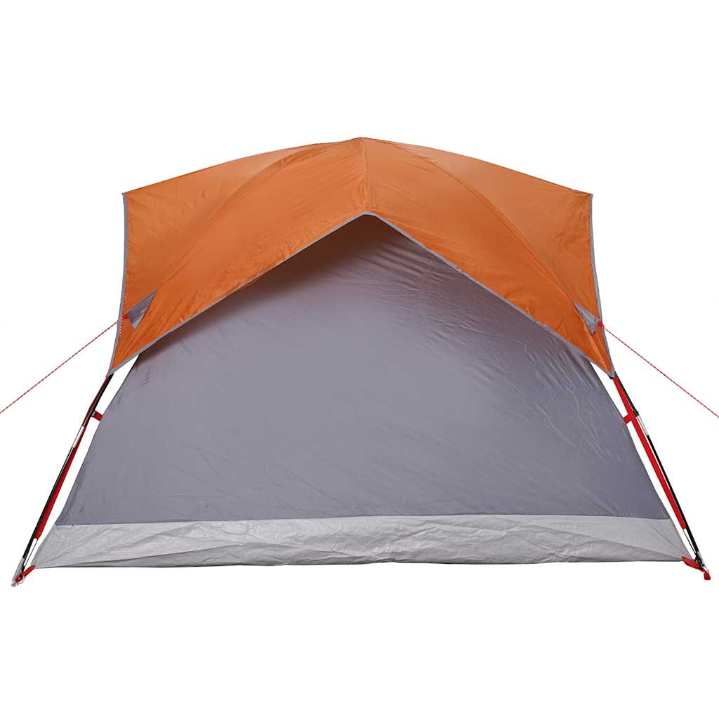 Campingtelt 4 Personer Grå Og Oransje Vanntett