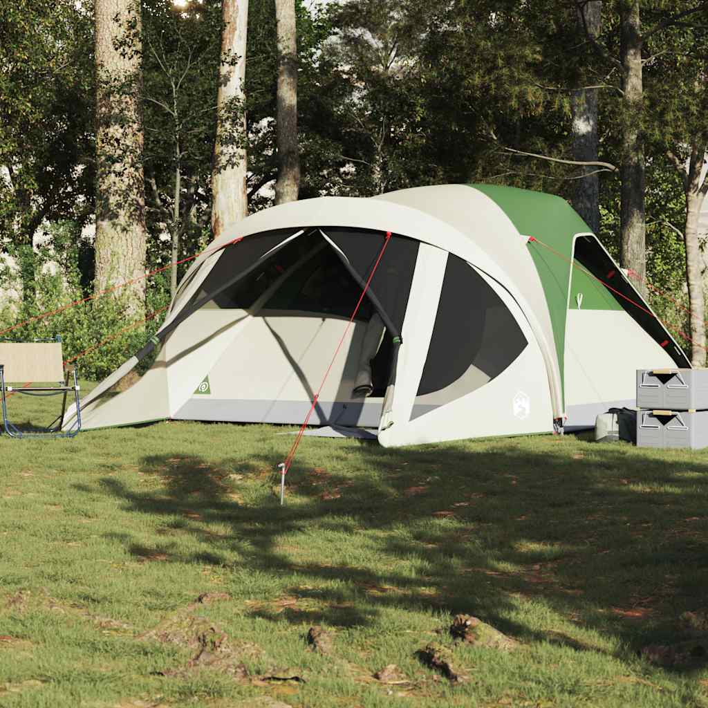 Familietelt For Camping 6 Personer Grønn Vanntett