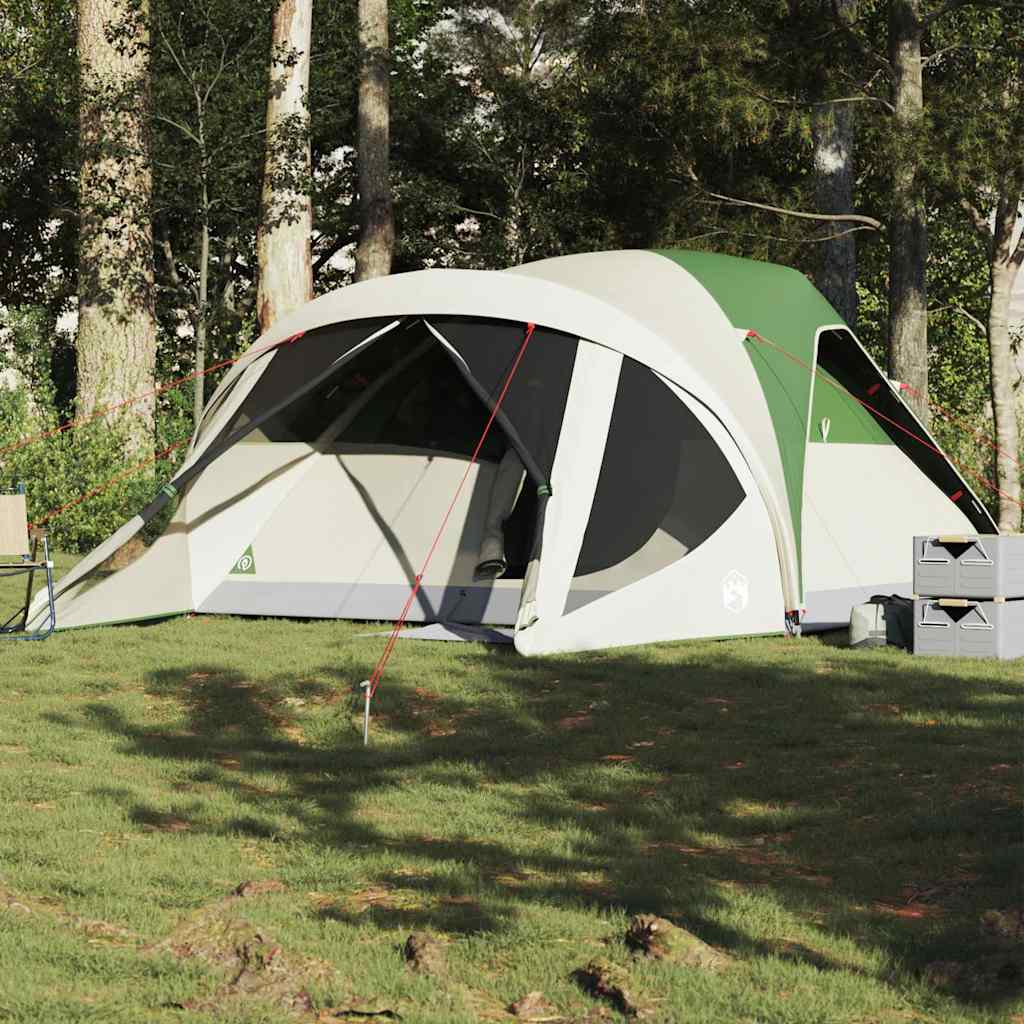 Familietelt For Camping 6 Personer Grønn Vanntett
