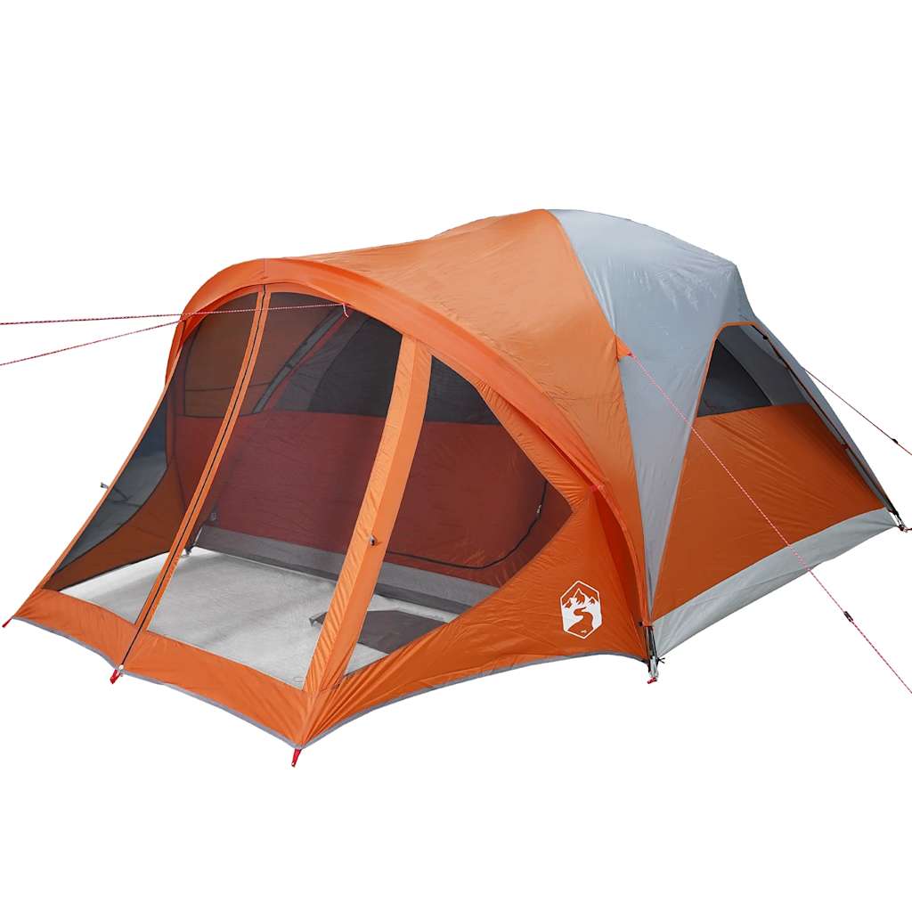 Tunneltelt For Camping 6 Personer Grå Og Oransje Vanntett