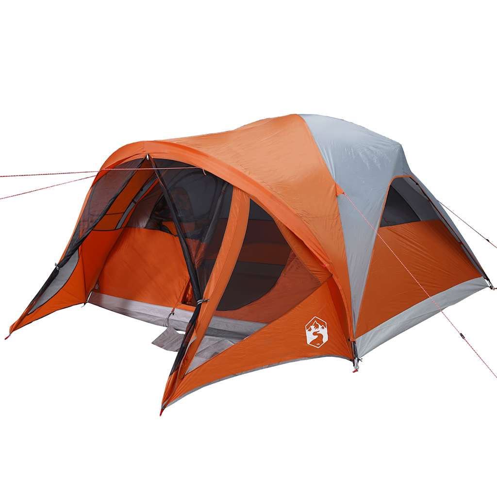 Tunneltelt For Camping 6 Personer Grå Og Oransje Vanntett