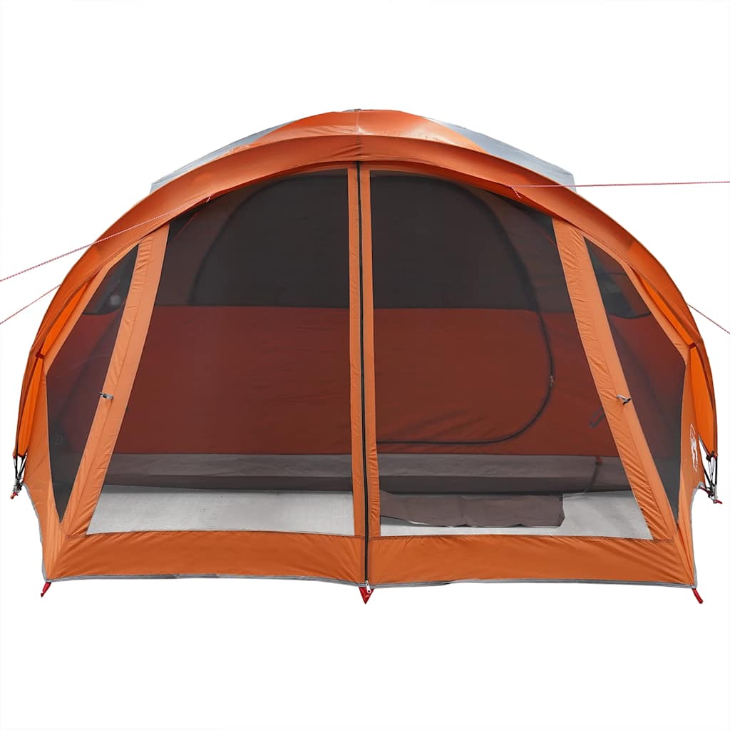 Tunneltelt For Camping 6 Personer Grå Og Oransje Vanntett