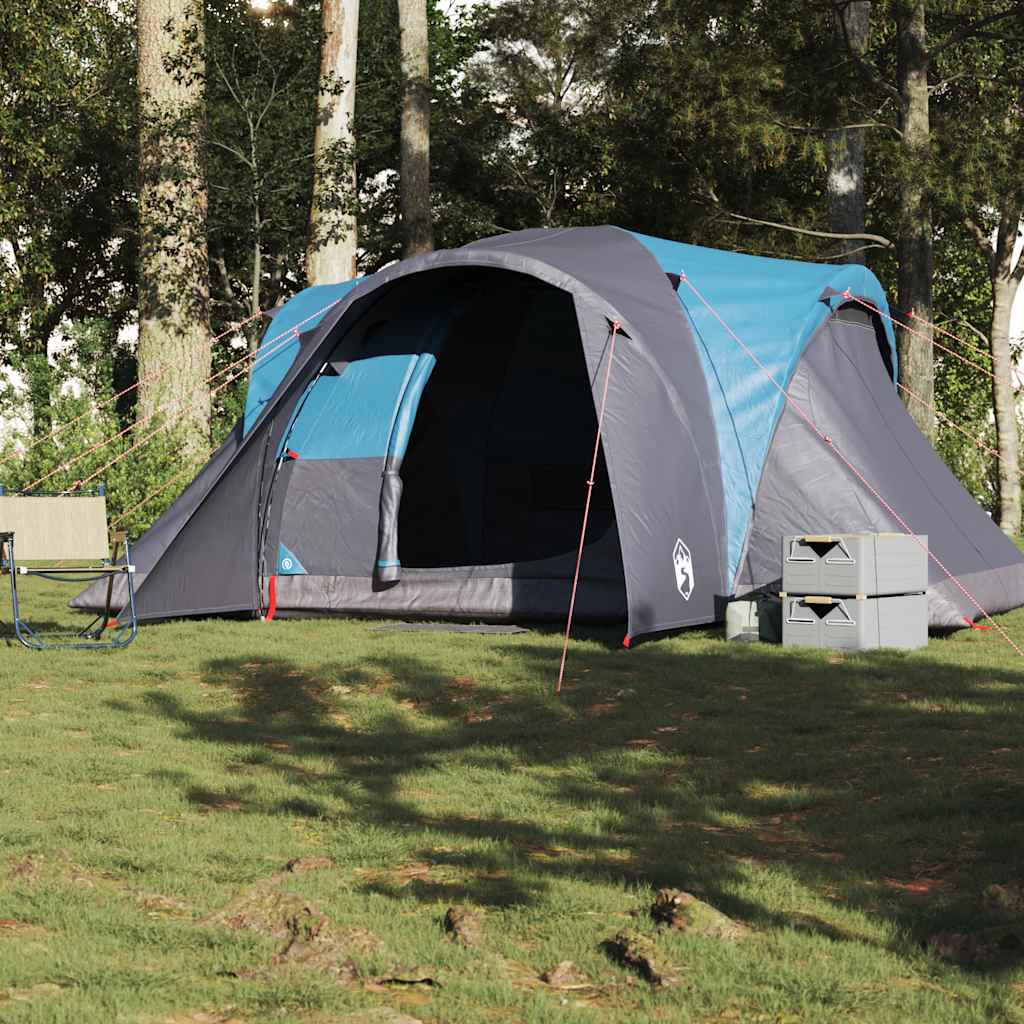 Kuppeltelt For Camping 6 Personer Blå Vanntett
