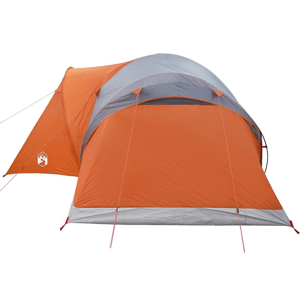 Kuppeltelt For Camping 6 Personer Grå Og Oransje Vanntett