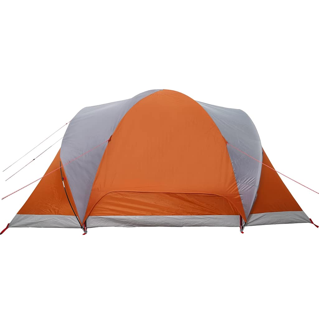 Kuppeltelt For Camping 6 Personer Grå Og Oransje Vanntett