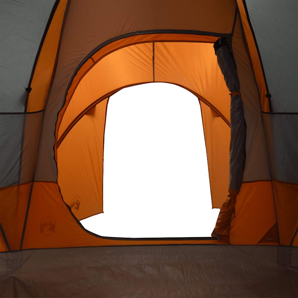 Kuppeltelt For Camping 6 Personer Grå Og Oransje Vanntett