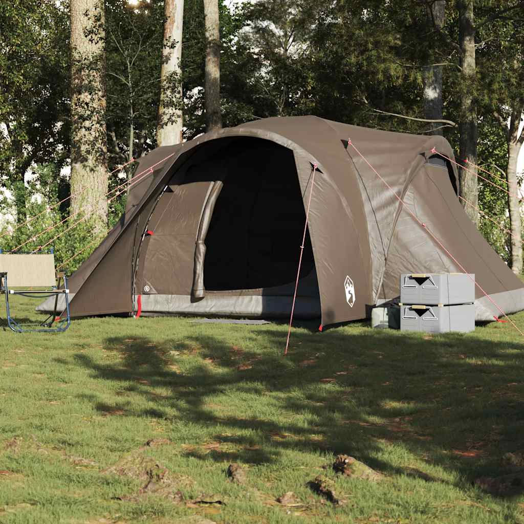 Kuppeltelt For Camping 6 Personer Brun Vanntett