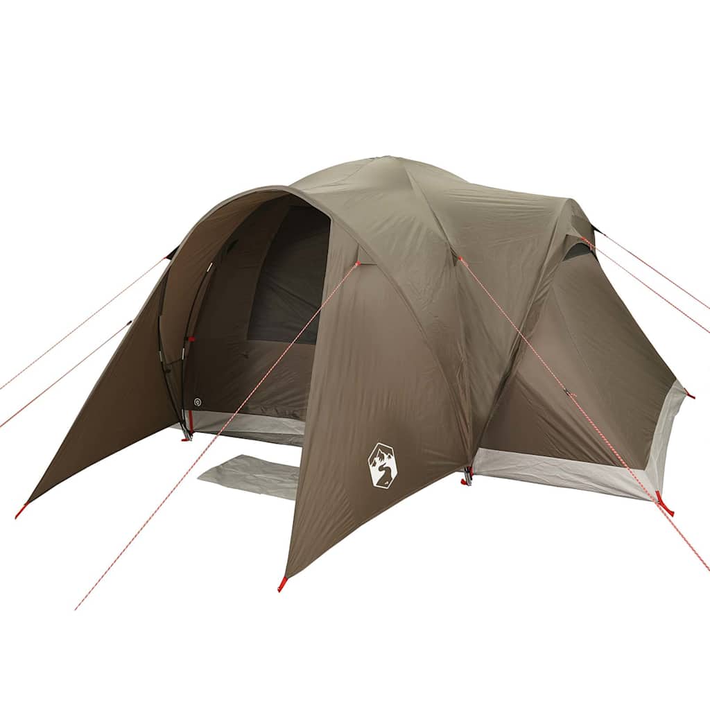 Kuppeltelt For Camping 6 Personer Brun Vanntett
