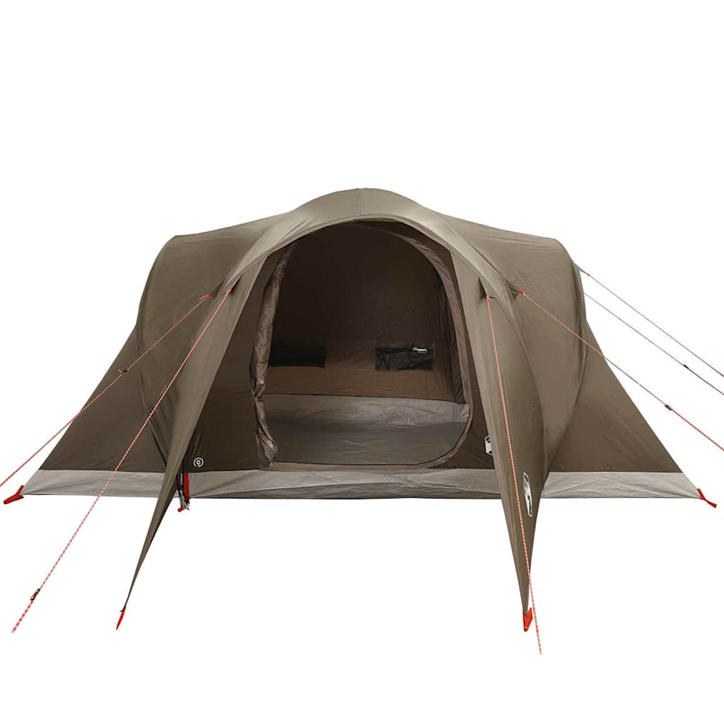 Kuppeltelt For Camping 6 Personer Brun Vanntett