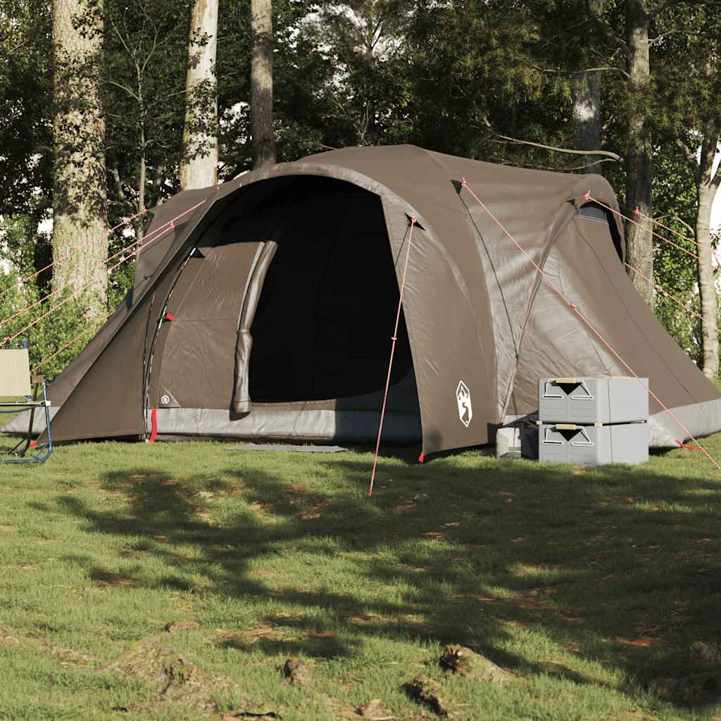 Kuppeltelt For Camping 6 Personer Brun Vanntett