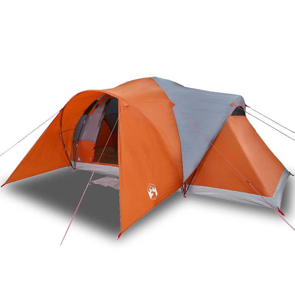 Kuppeltelt For Camping 6 Personer Grå Og Oransje Vanntett