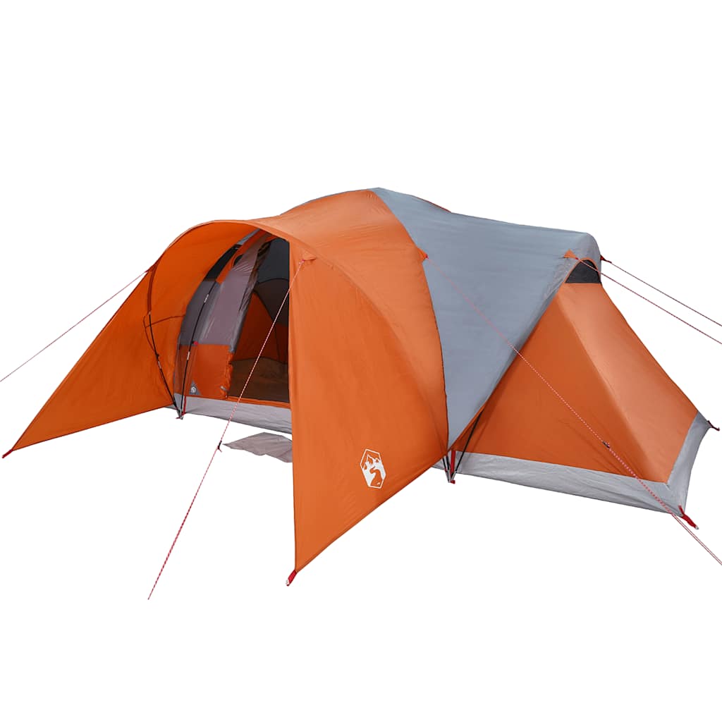 Kuppeltelt For Camping 6 Personer Grå Og Oransje Vanntett