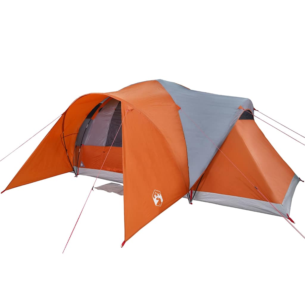 Kuppeltelt For Camping 6 Personer Grå Og Oransje Vanntett