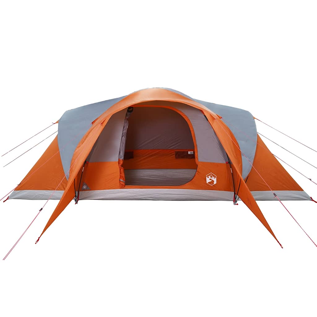 Kuppeltelt For Camping 6 Personer Grå Og Oransje Vanntett