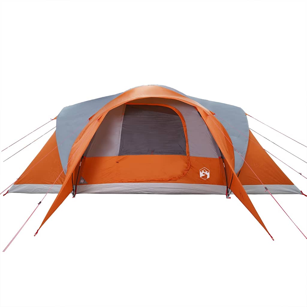 Kuppeltelt For Camping 6 Personer Grå Og Oransje Vanntett