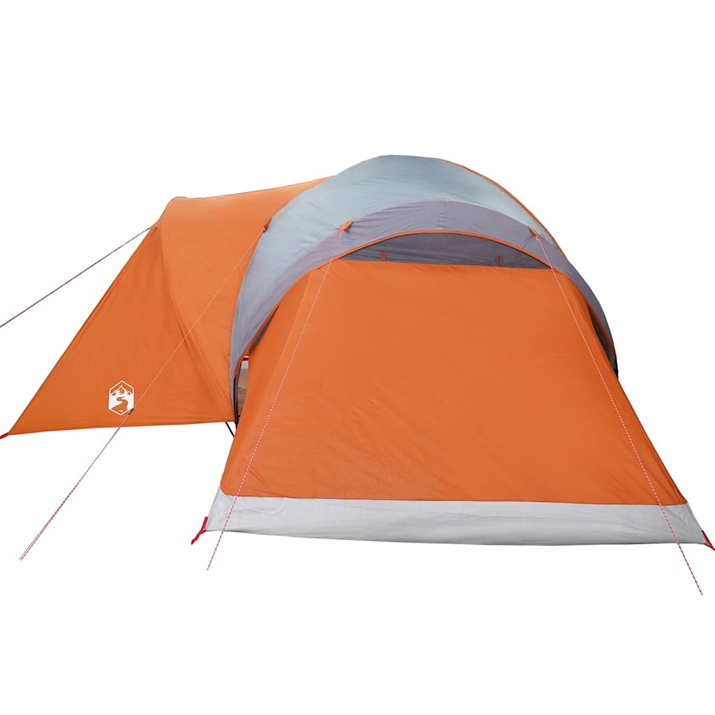 Kuppeltelt For Camping 6 Personer Grå Og Oransje Vanntett