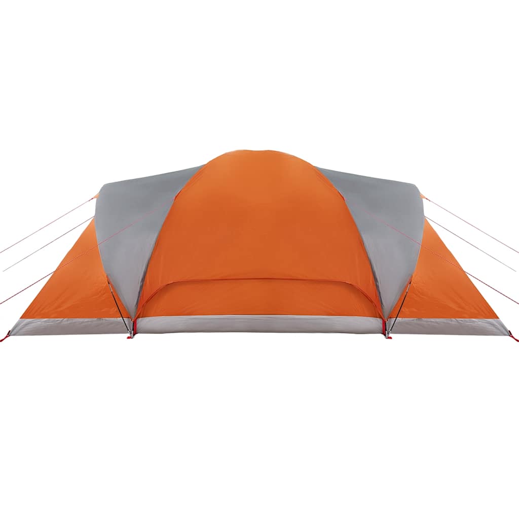 Kuppeltelt For Camping 6 Personer Grå Og Oransje Vanntett