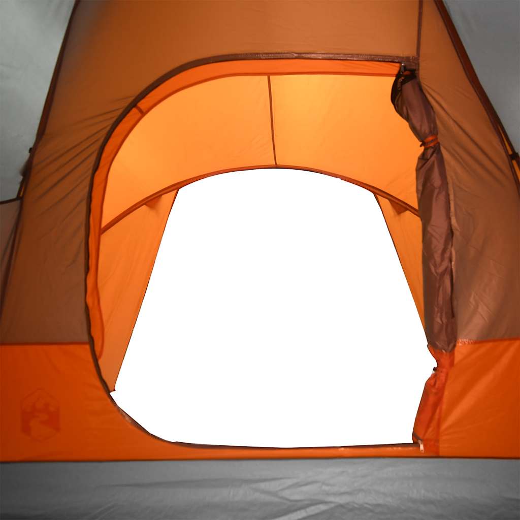 Kuppeltelt For Camping 6 Personer Grå Og Oransje Vanntett