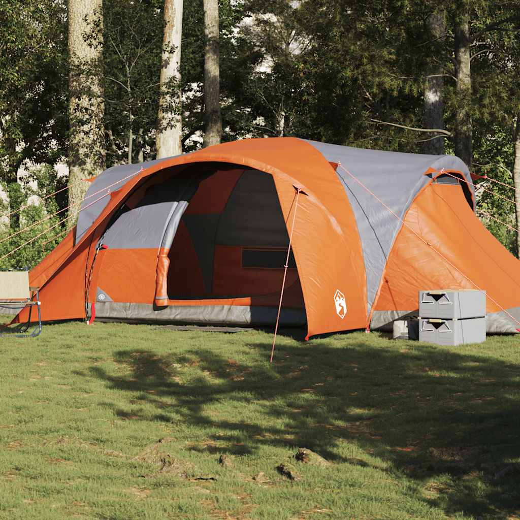 Kuppeltelt For Camping 6 Personer Grå Og Oransje Vanntett