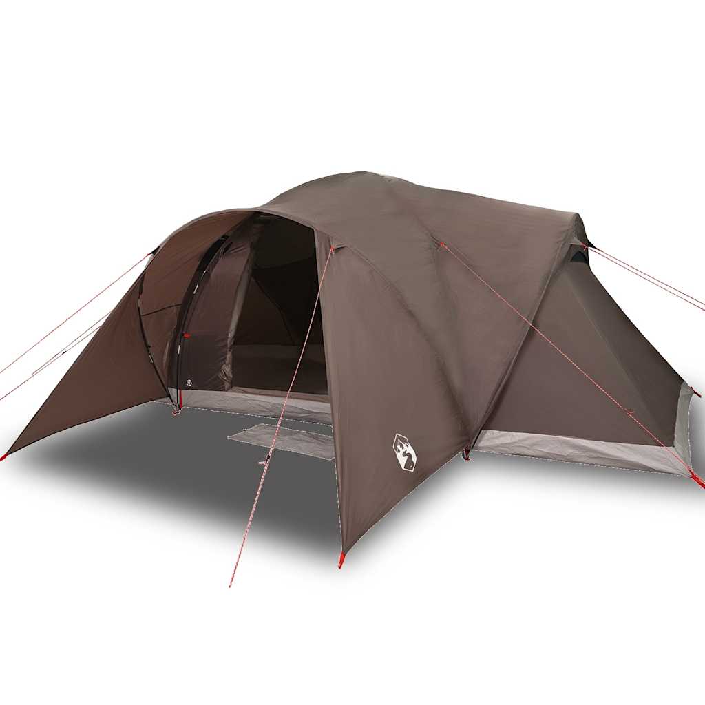 Kuppeltelt For Camping 6 Personer Brun Vanntett