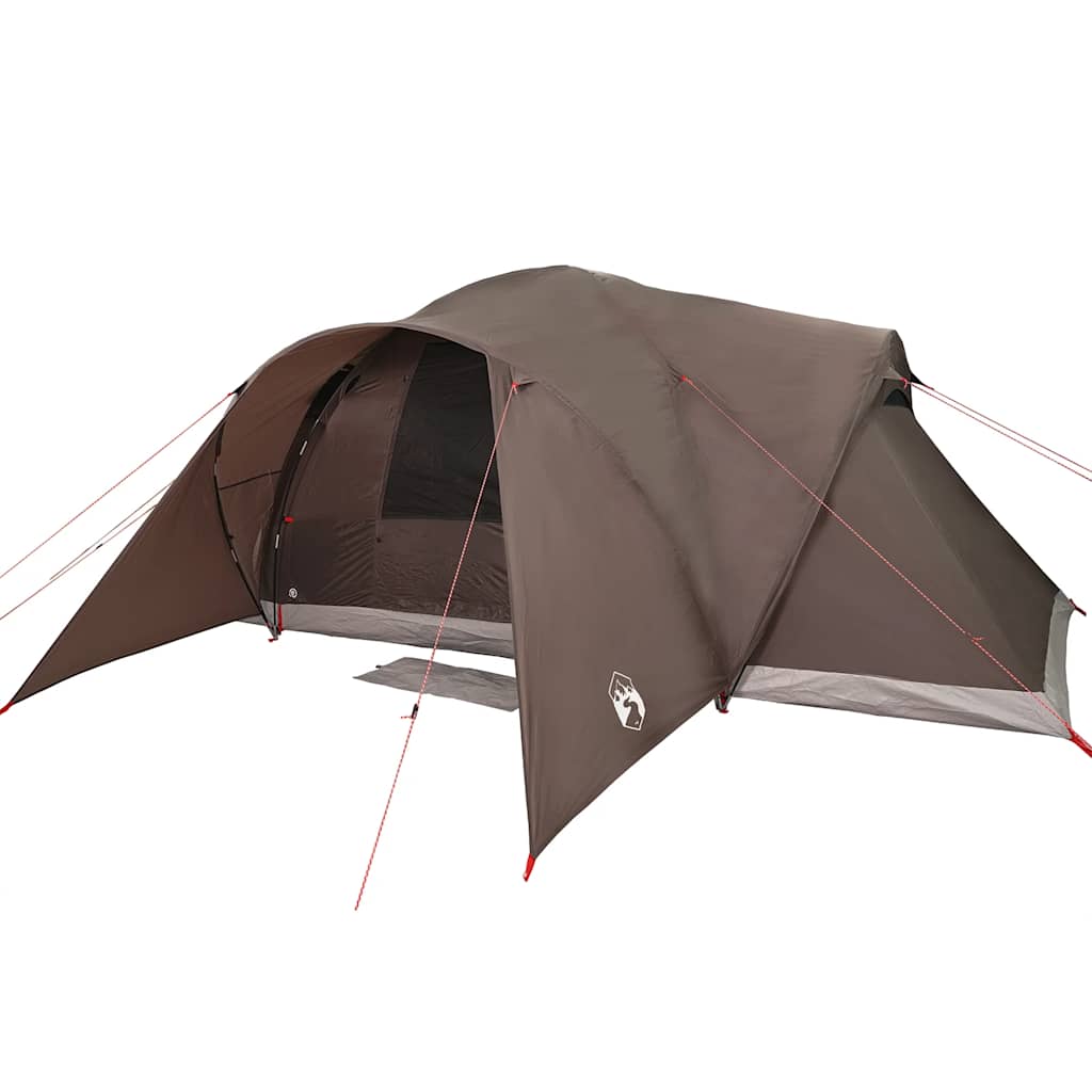 Kuppeltelt For Camping 6 Personer Brun Vanntett