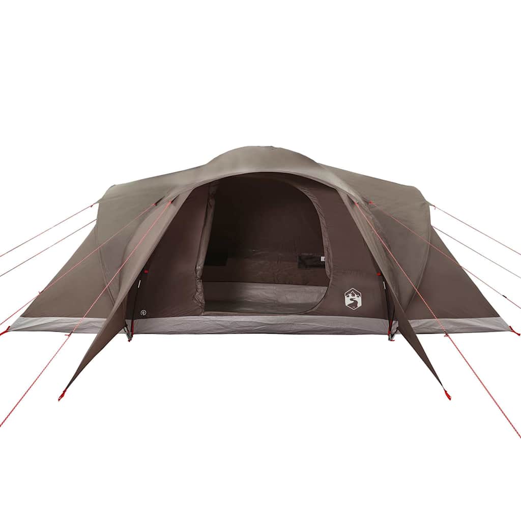 Kuppeltelt For Camping 6 Personer Brun Vanntett