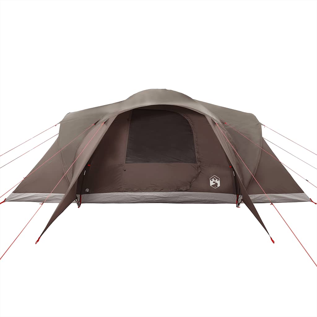 Kuppeltelt For Camping 6 Personer Brun Vanntett