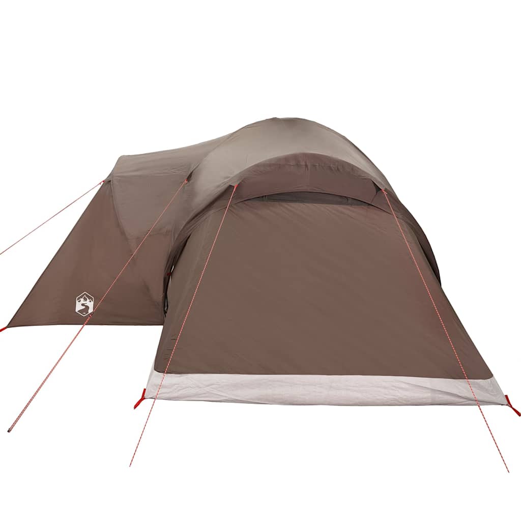 Kuppeltelt For Camping 6 Personer Brun Vanntett