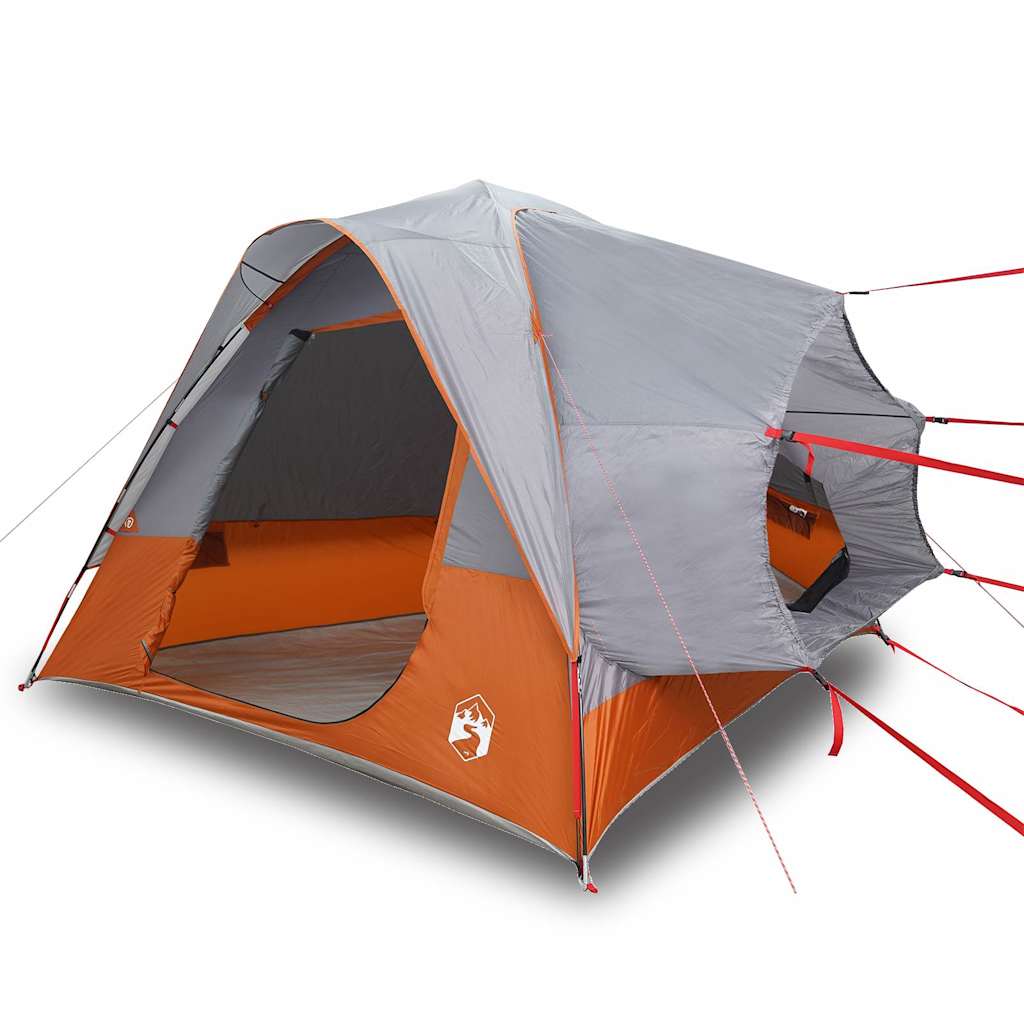Campingtelt 4 Personer Grå Og Oransje Vanntett