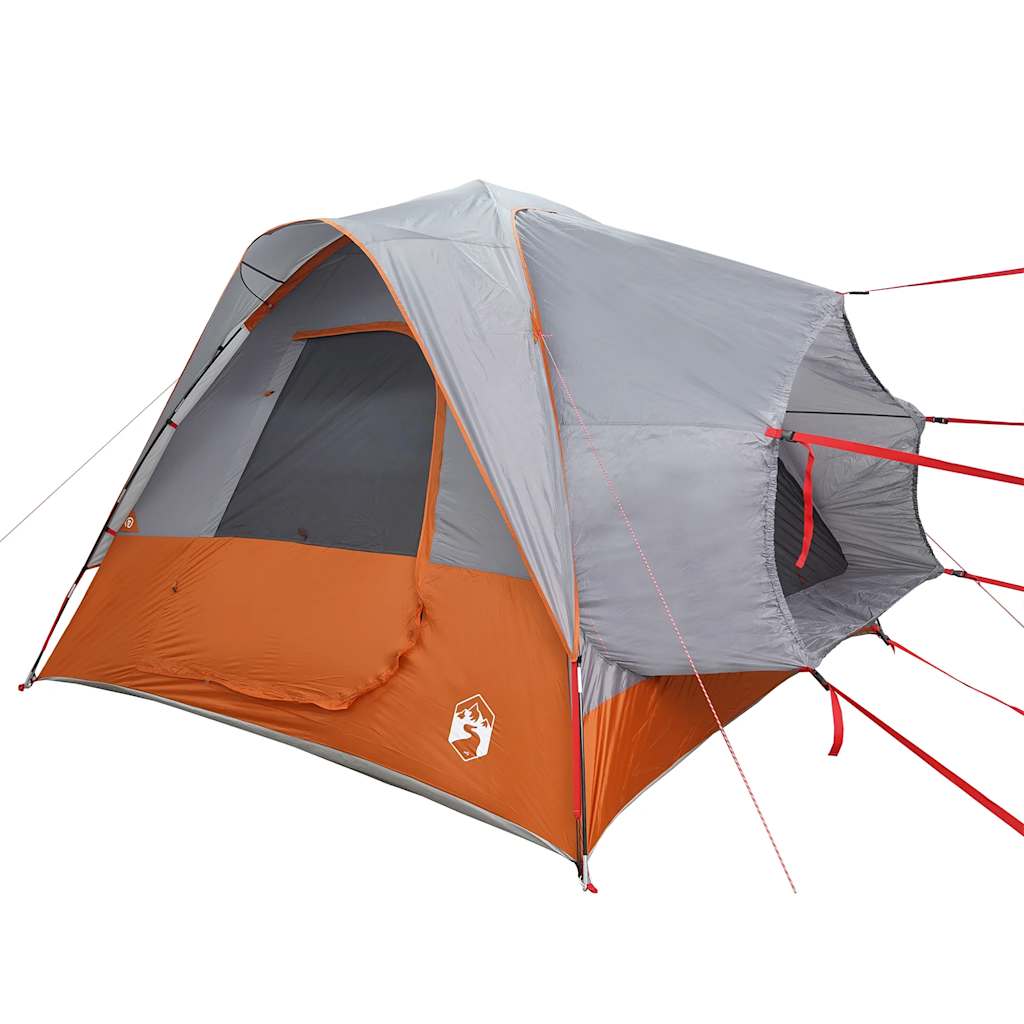 Campingtelt 4 Personer Grå Og Oransje Vanntett