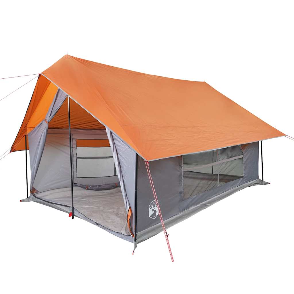 Campingtelt 5 Personer Grå Og Oransje Vanntett