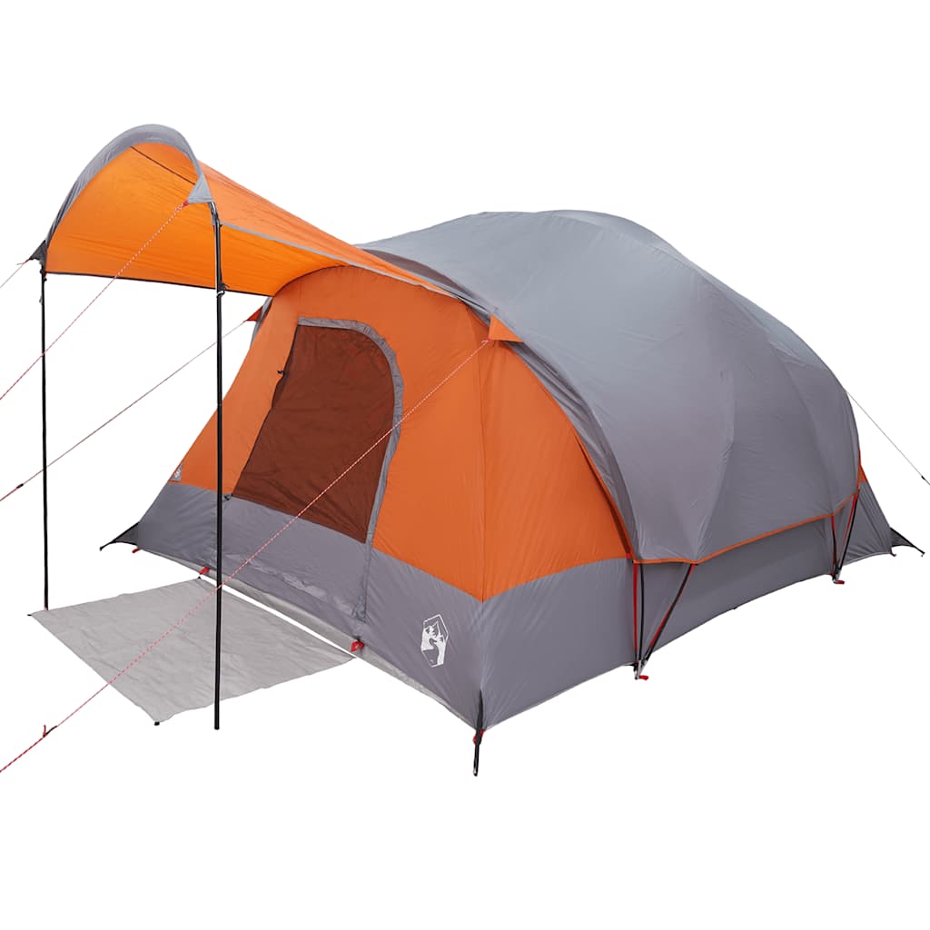 Tunneltelt For Camping 8 Personer Grå Og Oransje Vanntett